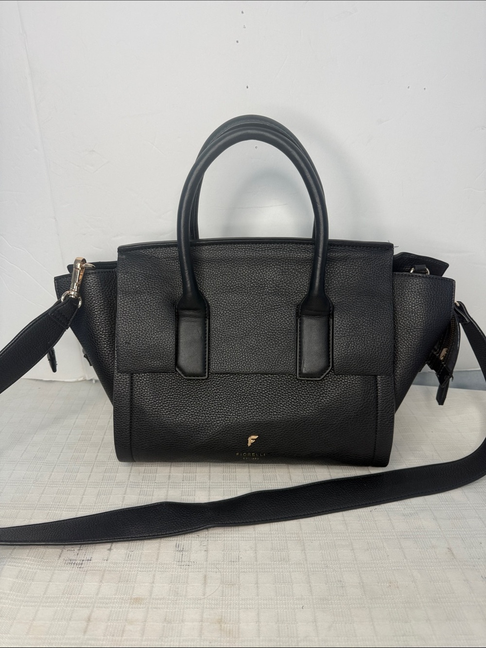 Black Leather Top-Handle Satchel with Detachable Strap